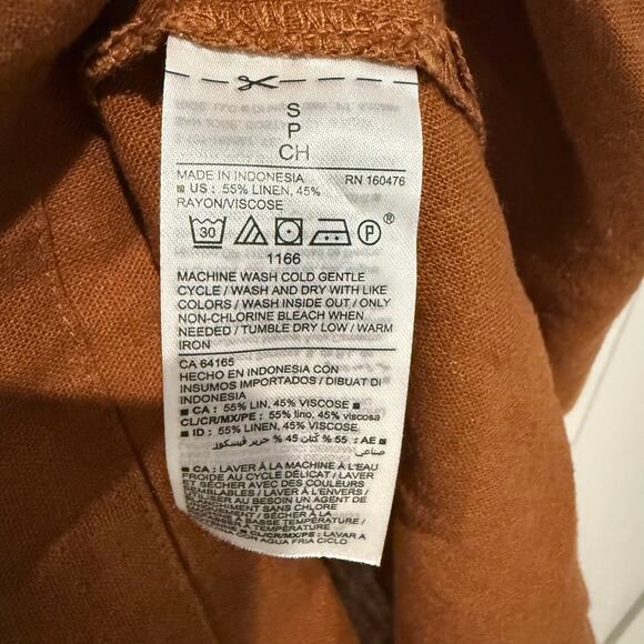 Old Navy Brown Waist-Defined Linen-Blend Tie-Belt Shirt Dress Size Small Casual - Picture 5 of 7